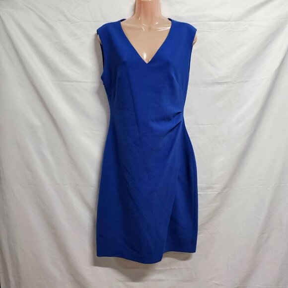 Diane Von Furstenberg Megan Sheath Dress Women Size 8 Blue Sleeveless Side Zip - Picture 2 of 16